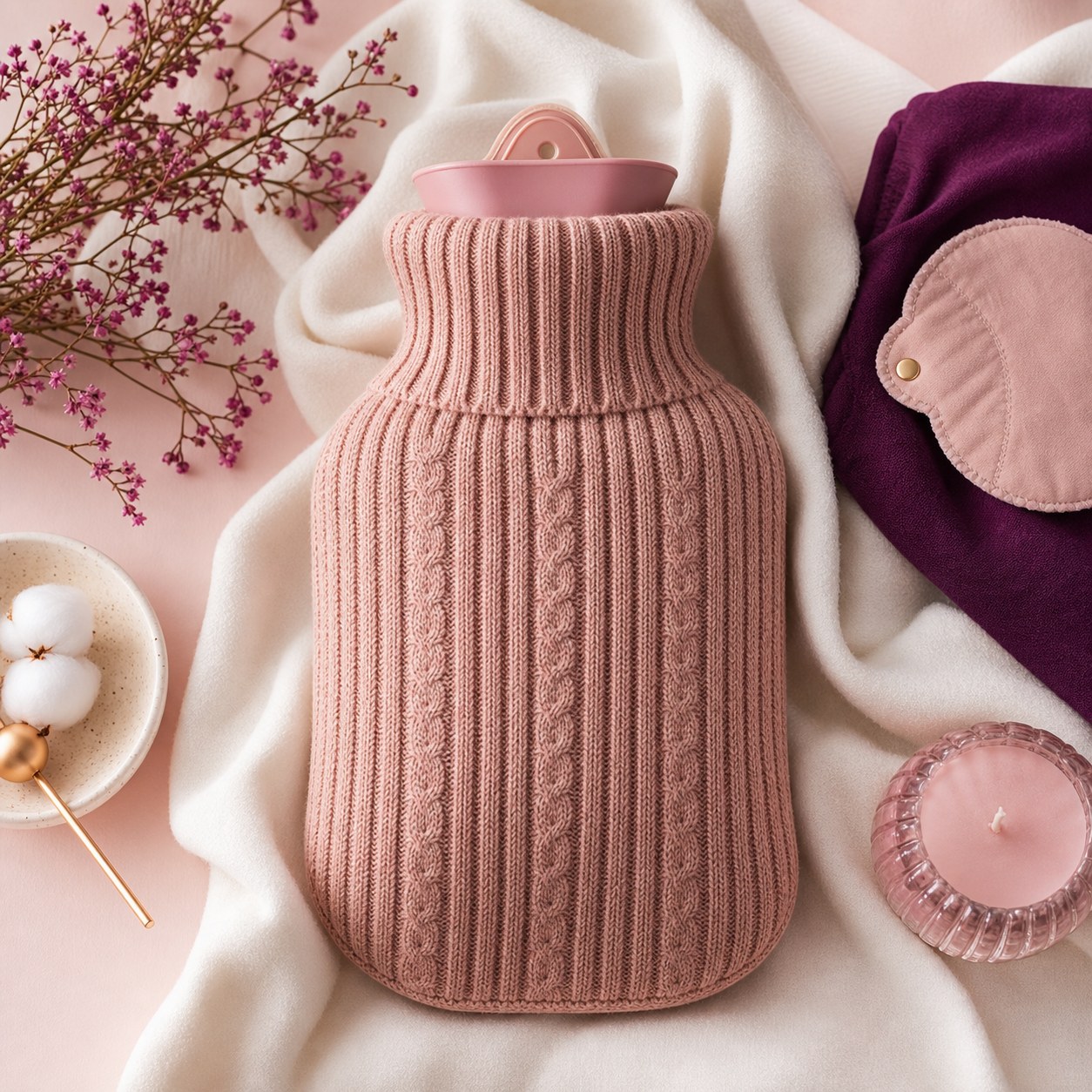Hot water bottle for menstrual cramp comfort