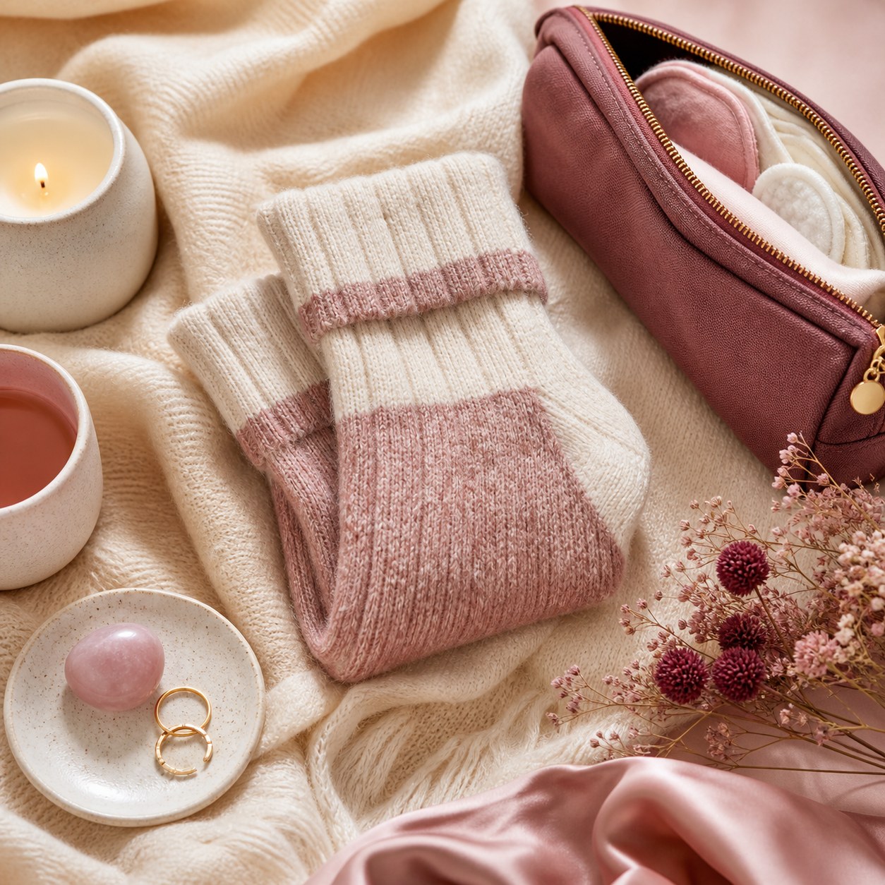 Warm socks for menstrual comfort support